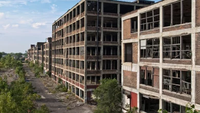 Photo of The abandoned Packard Plant in Detroit, currently undergoing demolition. It was once reputedly the largest abandoned location in North America.