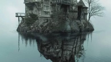 Photo of Gothic Mansion standing on water