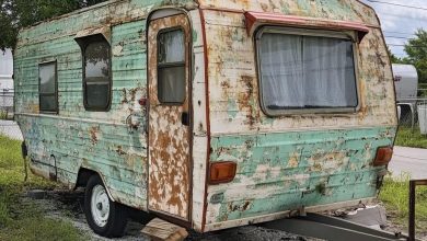Photo of Kind people gave a homeless woman an old trailer.The woman was so happy to have a home.