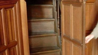 Photo of Hidden staircase leading to a secret room inside a 19th century Victorian home.