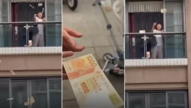 Photo of Woman Shocks China by Throwing Nearly $162,000 in Cash from Her Balcony