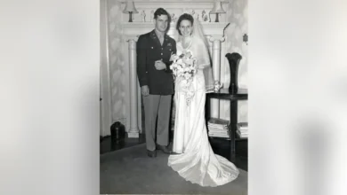 Photo of “She Walked Down the Aisle in the Burned Parachute That Saved Her Husband’s Life Over Japan”